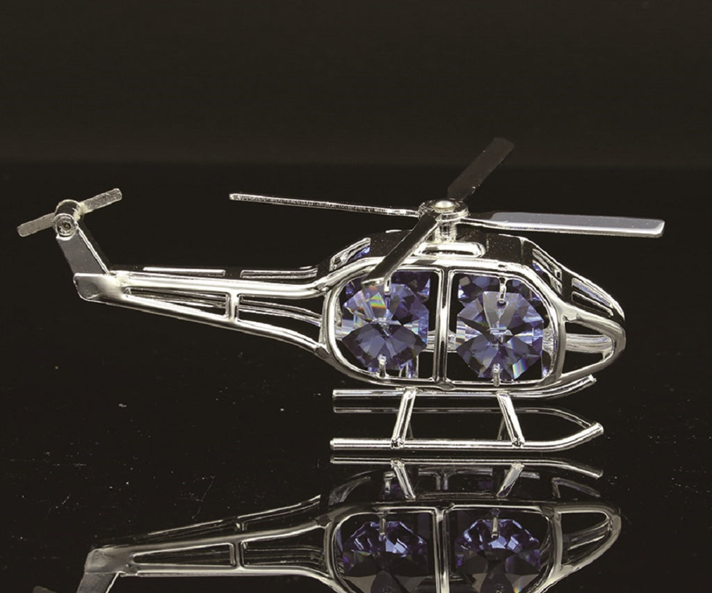 24K gold/silver plated helicopter with Swarovski crystal elements - Breathtaking Gift