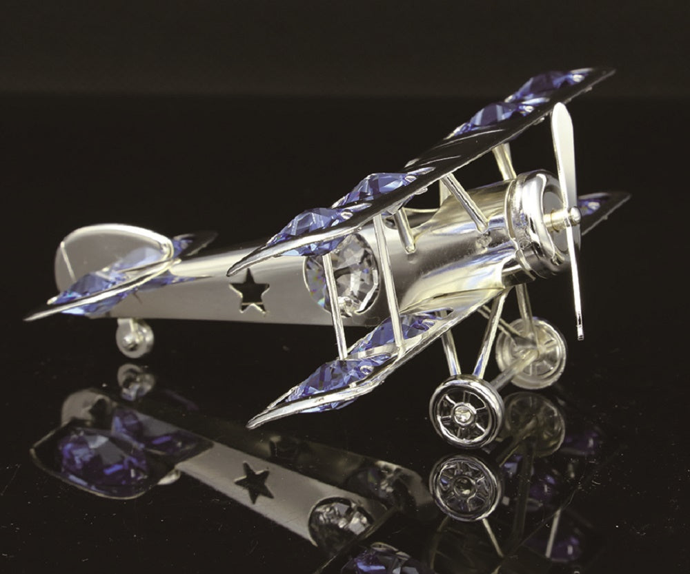 24K gold/silver plated biplane with Swarovski crystal elements - Breathtaking Gift