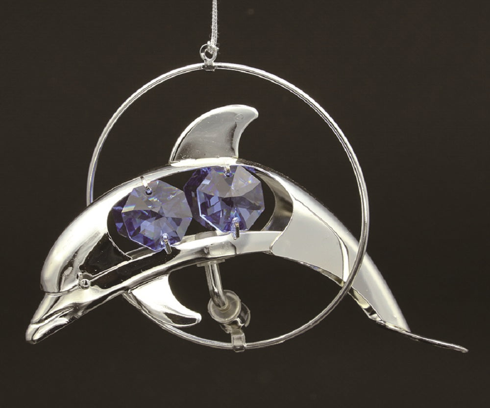 24K gold/silver plated dolphin with Swarovski crystal element - Breathtaking Gift
