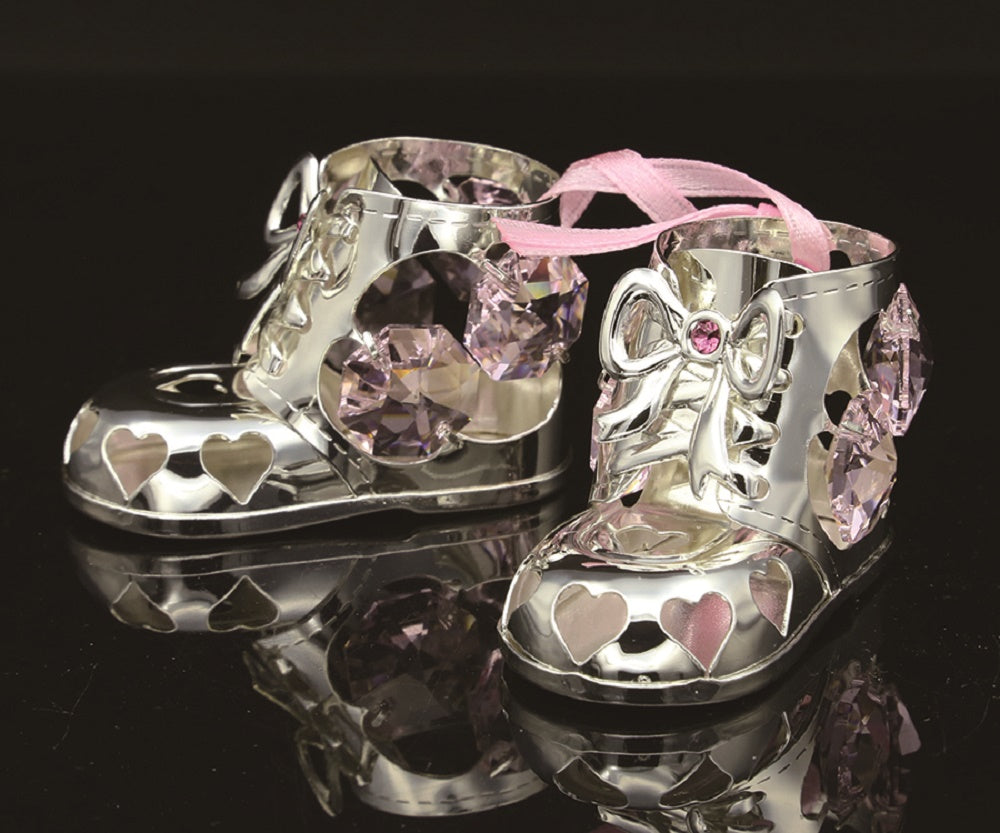 24K gold/silver plated baby boy/girl booties pair with Swarovski crystal element - Breathtaking Gift